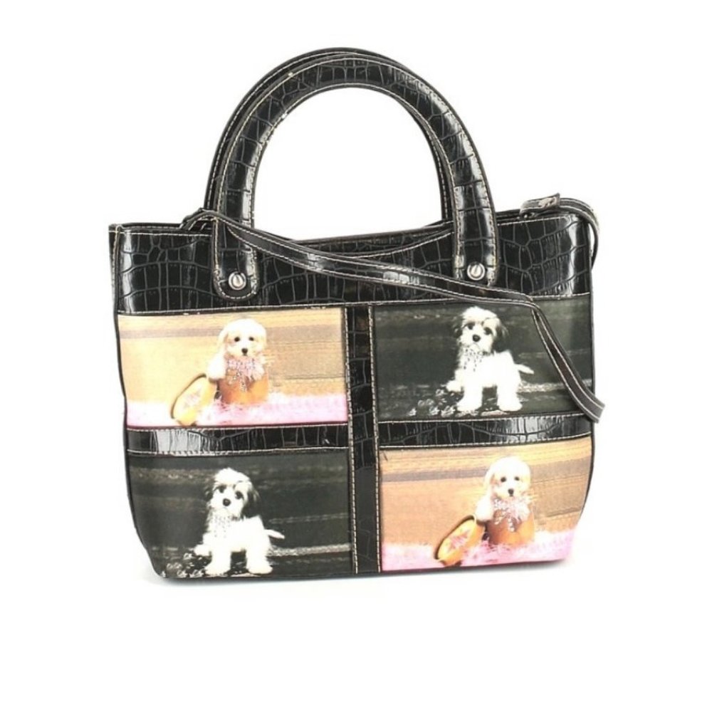 Dog Lover Purse Satchel Crossbody Black Shih Tzu Maltese Maltipoo Toy Poodle